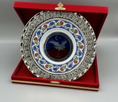 Gümüş Porselen Tabak Plaket 25 cm