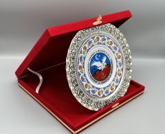 Gümüş Porselen Tabak Plaket 25 cm